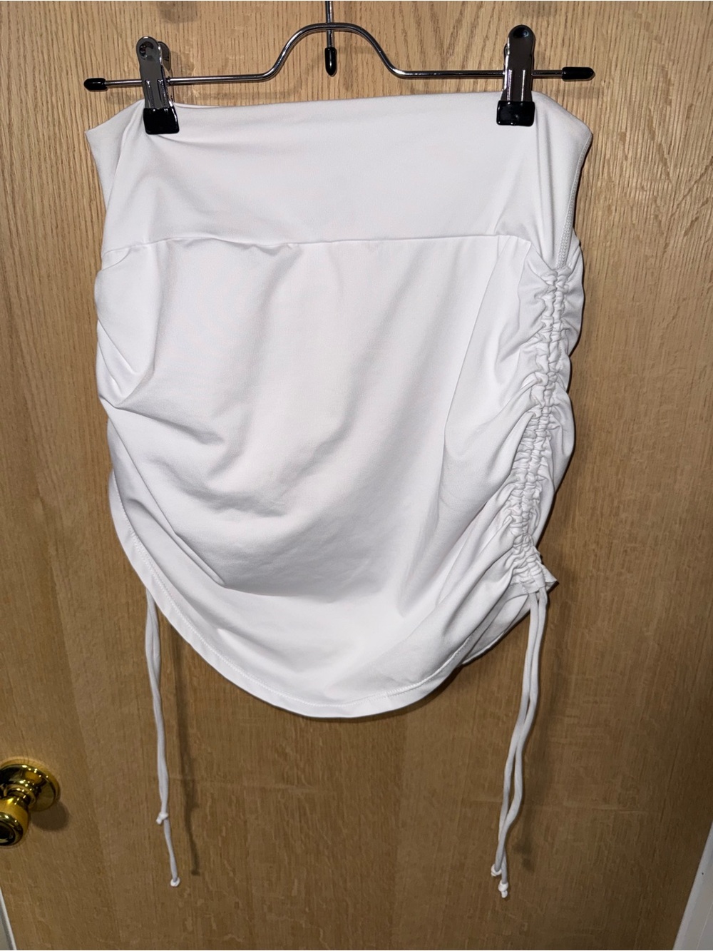 SHEIN White Ruched Drawstring Mini Skirt medium - Picture 3 of 3